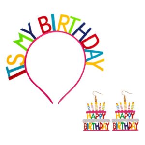 Set de Petrecere cu Coronita Par & Cercei Colorati "It's My Birthday"