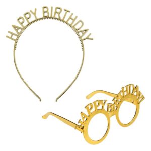 Set de Petrecere cu Ochelari & Coronita Aurii Happy Birthday