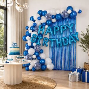 Set Decoratiuni pentru Petrecere Albastru Happy Birthday 73buc