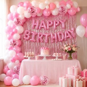 Set Decoratiuni pentru Petrecere Roz Happy Birthday 73buc