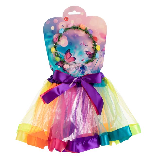 Set Deghizare cu Fusta Colorata & Coronita cu Flori