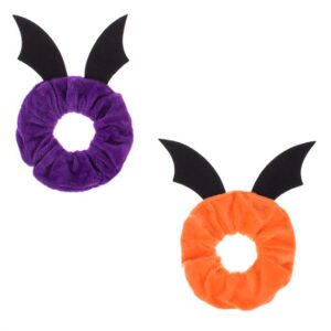 Set Elastice Par Textile Portocaliu Mov cu Aripi Negre 3D de Liliac - 2buc