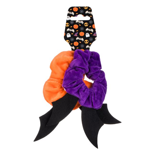 Set Elastice Par Textile Portocaliu Mov cu Aripi Negre 3D de Liliac - 2buc