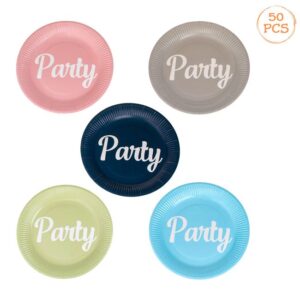 Set Farfurii de Carton 5 Culori Diferite "Party" Ø23cm - 50buc