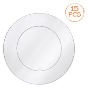 Set Farfurii Intinse Reutilizabile din Plastic Transparent 23cm - 15buc