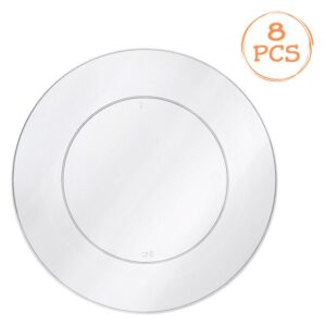 Set Farfurii Intinse Reutilizabile din Plastic Transparent 23cm - 8buc