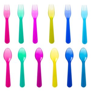 Set Linguri & Furculite Reutilizabile de Diferite Culori 16cm - 12buc