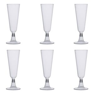 Set Pahare Reutilizabile din Plastic Transparent pentru Sampanie 150ml - 6buc