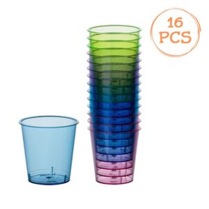 Set Pahare Shot Reutilizabile din Plastic de 4 Culori Pale 30ml - 16buc