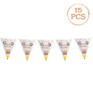 Stegulete Metalizate din Folie Aurie de Petrecere "Happy Birthday" 4.8m - 15buc