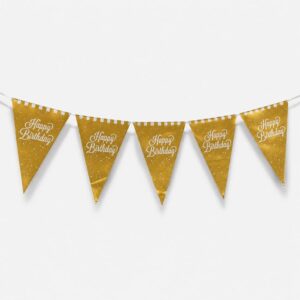 Stegulete Party Metalizate Aurii "Happy Birthday" 3,6m - 10buc