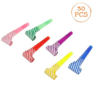 Suflatori de Petrecere din Hartie Colorata cu Dungi - 30buc