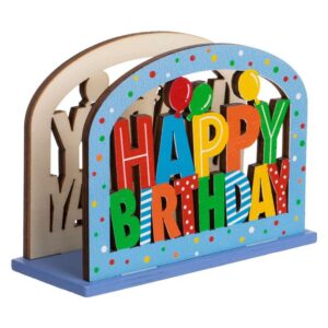 Suport Servetele din Lemn Colorat "Happy Birthday" 12x5x9cm